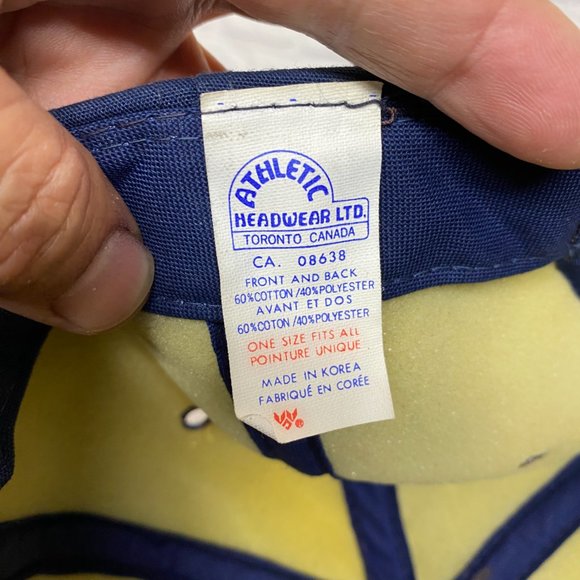 Vintage Trucker Hat Foam Cap Snapback Navy Blue Blue Streak Patch DISCOLORATION - Picture 8 of 12